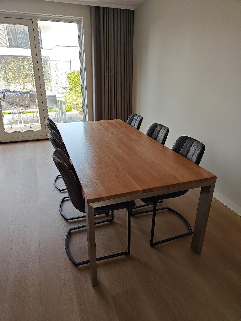 6 persoons Eettafel, Huis en Inrichting, Tafels | Eettafels, Ophalen, Gebruikt, 100 tot 150 cm, 200 cm of meer