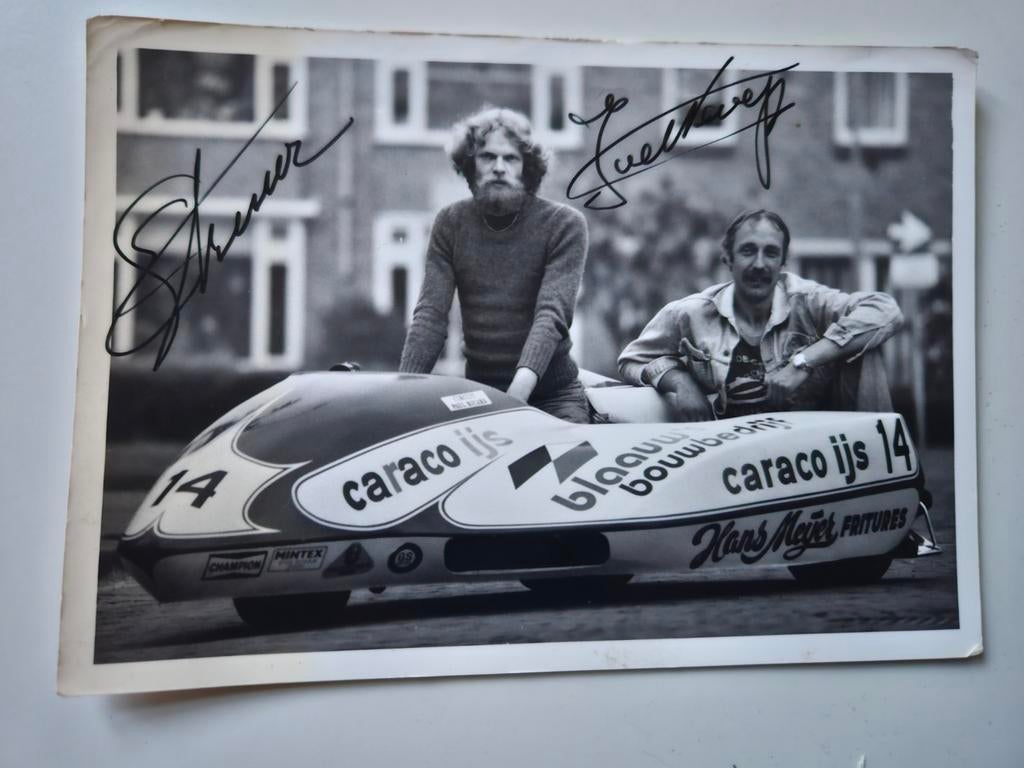 Gesigneerde foto Streuer & van der Kaap TT Assen, Gebruikt, 1980 tot heden, Foto, Ophalen of Verzenden