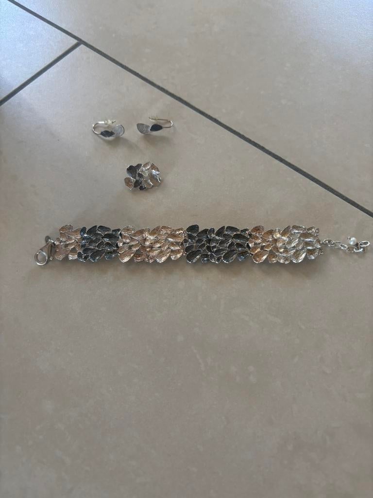 Nieuw echt zilver armband oorbellen en kettinghanger JEH, Sieraden, Tassen en Uiterlijk, Ophalen of Verzenden, Nieuw, Zilver, Zilver