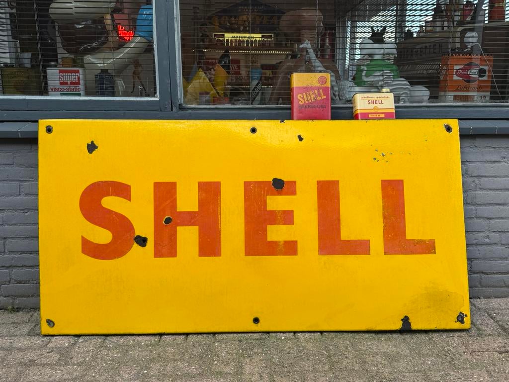 Groot Shell Emaille Reclamebord XL, Ophalen, Reclamebord, Gebruikt, .