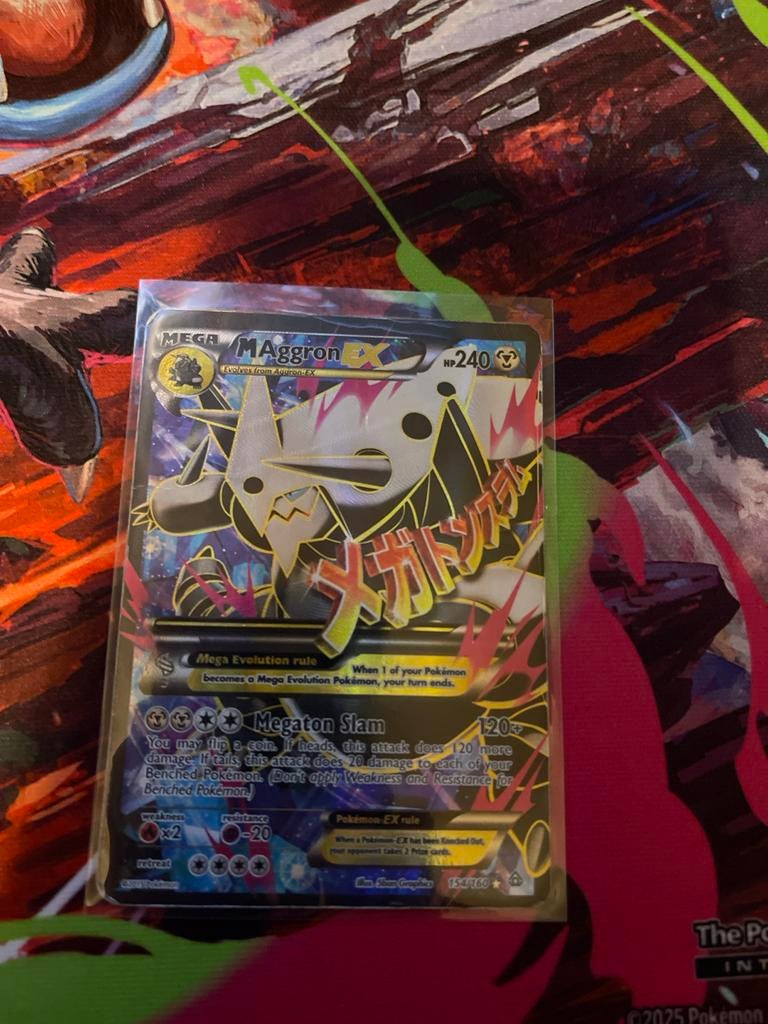 Pokémon kaart: MEGA Aggron EX, Ophalen of Verzenden, Gebruikt, Losse kaart, Foil
