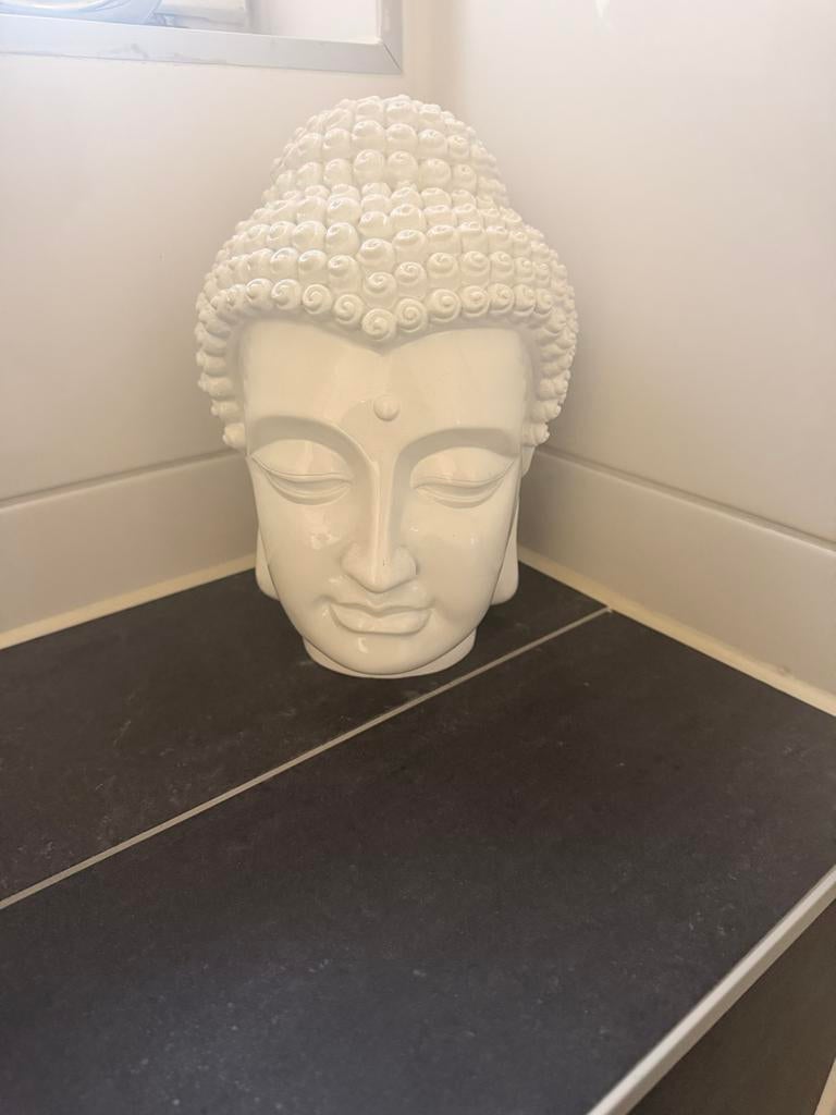 Decoratief Boeddha Hoofd - Wit, Ophalen of Verzenden, Zo goed als nieuw