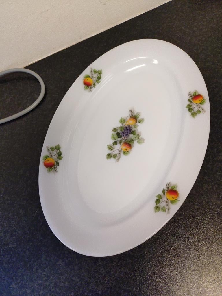 Ovale ARCOPAL serveerschaal met fruitdecoratie, Gebruikt, Onbekend@voorbeeld.com, Keramiek, Onbekend