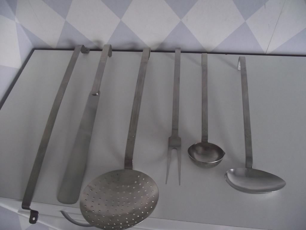 6 stuk GERO ZILMETA trosje Practiform lepelrek delen RVS p s, Antiek en Kunst, Antiek | Bestek, Ophalen of Verzenden