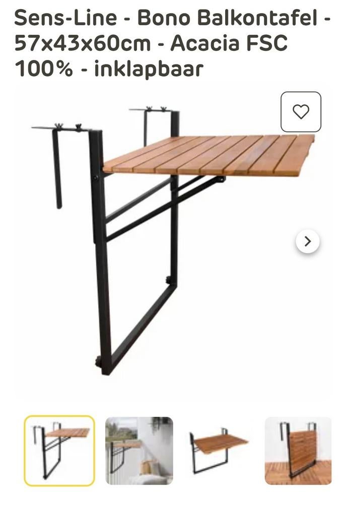 Houten inklapbare balkontafel, Ophalen of Verzenden, Zo goed als nieuw, Vierkant, Hout