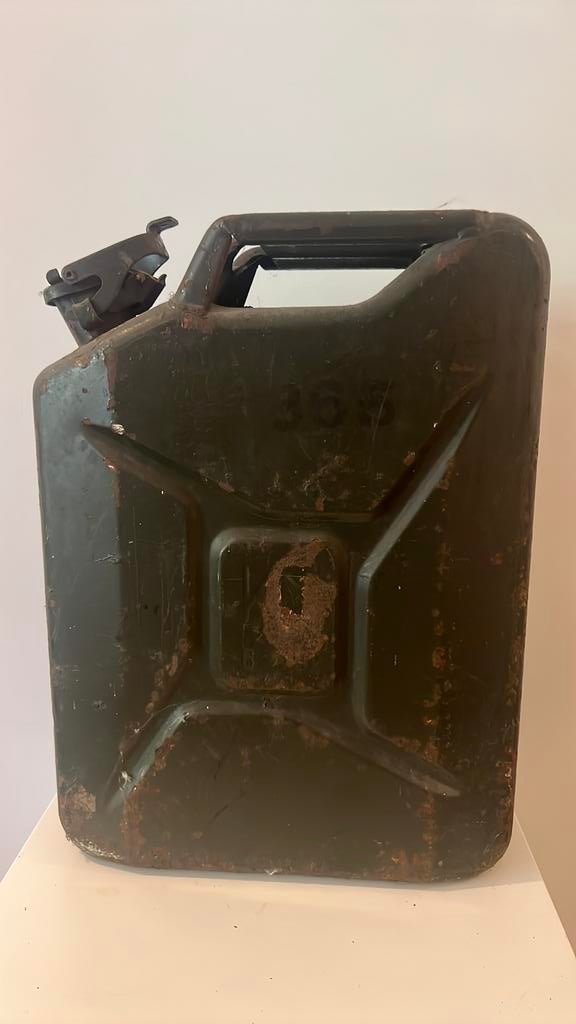 Authentieke Vintage Militaire Jerrycan Patina & Markeringen, Ophalen, Landmacht, Nederland