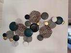 Moderne metalen wanddecoratie - Bladeren en cirkels, Ophalen, Metaal, Wandsculptuur, Meerkleurig