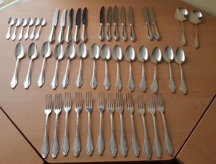 46 stuks verzilverd bestek (Wellner Mozart) 12 delig, Antiek en Kunst, Antiek | Bestek, Ophalen