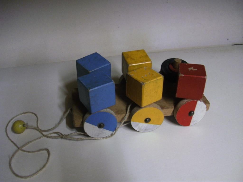 houten blokken trekkar, Ophalen of Verzenden, Gebruikt, Duw- of Trekspeelgoed