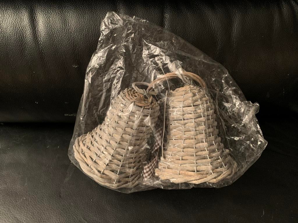 Rieten Kerstklokjes - Set van 2, Diversen, Kerst, Ophalen of Verzenden, Zo goed als nieuw