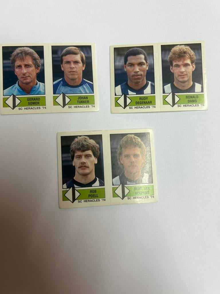 Panini Voetbal 87 SC Heracles '74 - 3 losse plaatjes, Ophalen of Verzenden, Zo goed als nieuw, Overige binnenlandse clubs, Poster, Plaatje of Sticker