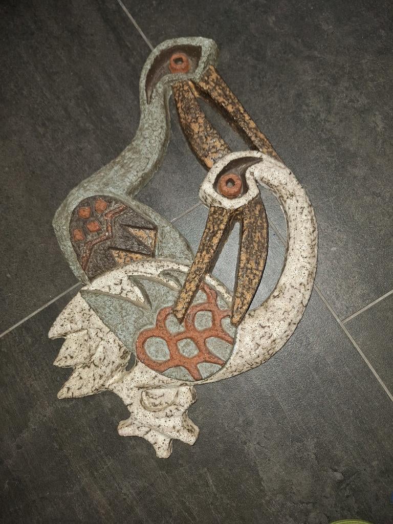 Wandreliëf Joop Puntman AMHA keramiek vogels pelikanen., Antiek en Kunst, Ophalen of Verzenden