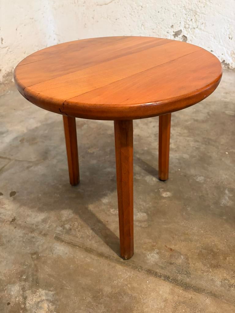 Houten kruk of bijzettafel - Charlotte Perriand stijl, Minder dan 45 cm, Minder dan 55 cm, Gebruikt, Rond