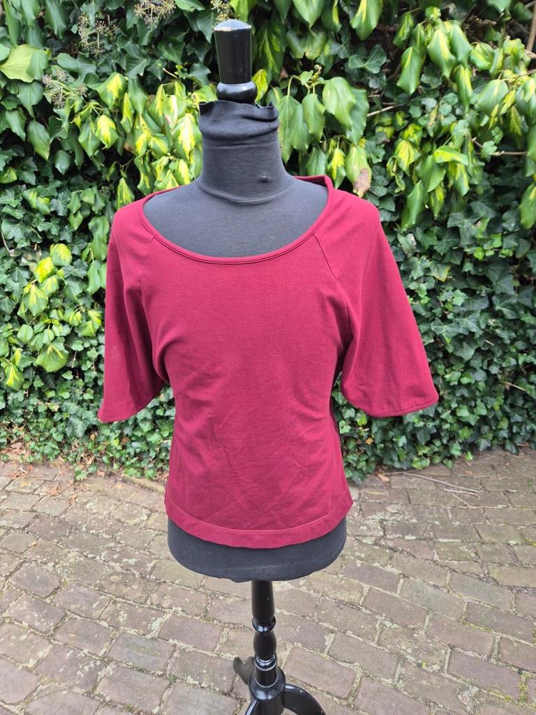 Cora Kemperman wijnrode top, Verzenden, Korte mouw, Maat 36 (S), Rood