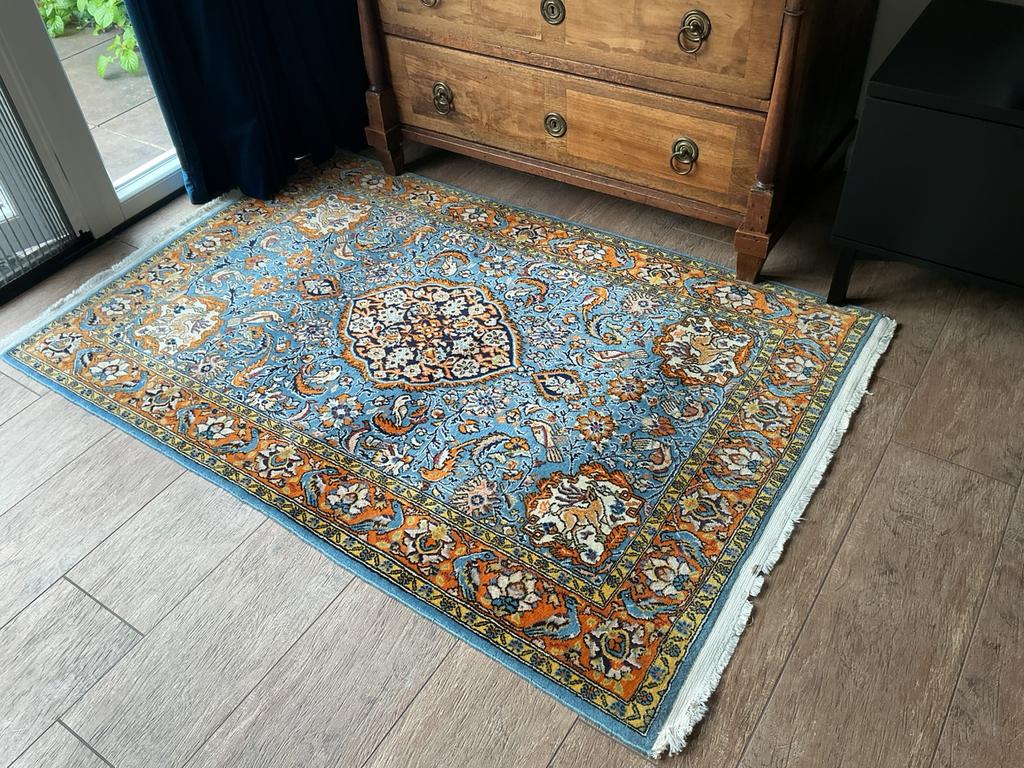 Antiek handgeknoopt perzisch tapijtje  Ghoum 107x 165, Ophalen of Verzenden