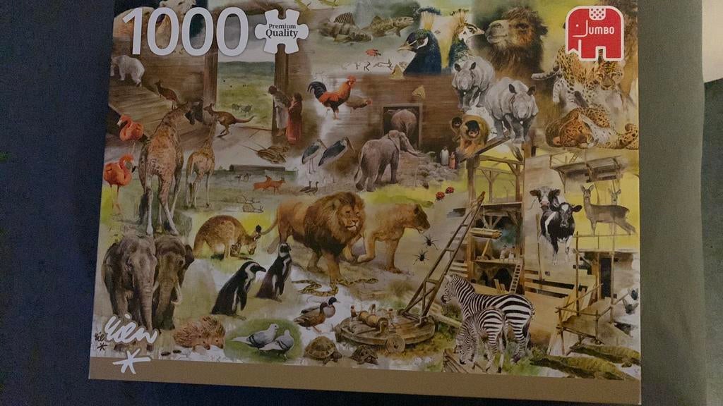 Puzzel 1000 stukjes Bouw van de Ark van Noah, Ophalen of Verzenden, 500 t/m 1500 stukjes, Zo goed als nieuw