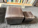 2 bij elkaar passende leren opberg poefjes, Ophalen, Zo goed als nieuw, Rechthoekig, Minder dan 50 cm