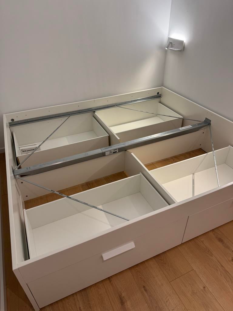 IKEA Brimnes bed (180x200), Ophalen, Gebruikt, Wit, Tweepersoons