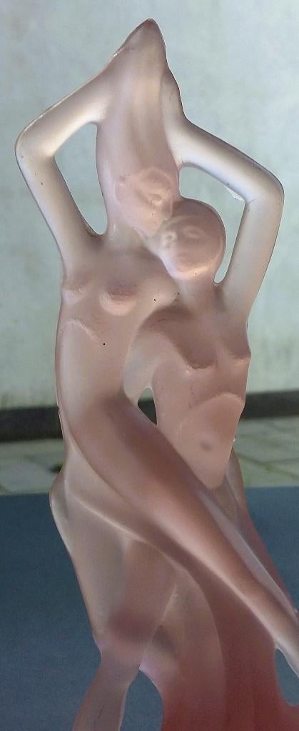 Om 1925-1975 Modernisme Dansend Naakt Dame Glas Boheems, Antiek en Kunst, Ophalen of Verzenden