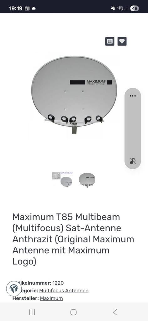 Maximum T85 Multibeam Sat-Antenne Antrazit, Ophalen of Verzenden