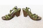 Vintage Leren Dolcis Sandalen (Maat 39) - s15 € 25,-, Dolcis, Zo goed als nieuw, Groen, Sandalen of Muiltjes