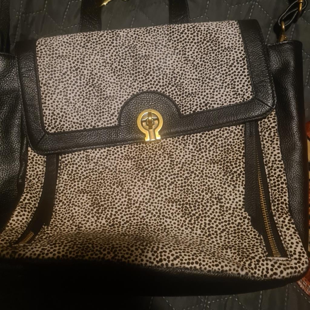 Fossil Handtas met Dierenprint en Gouden Sluiting, Ophalen of Verzenden