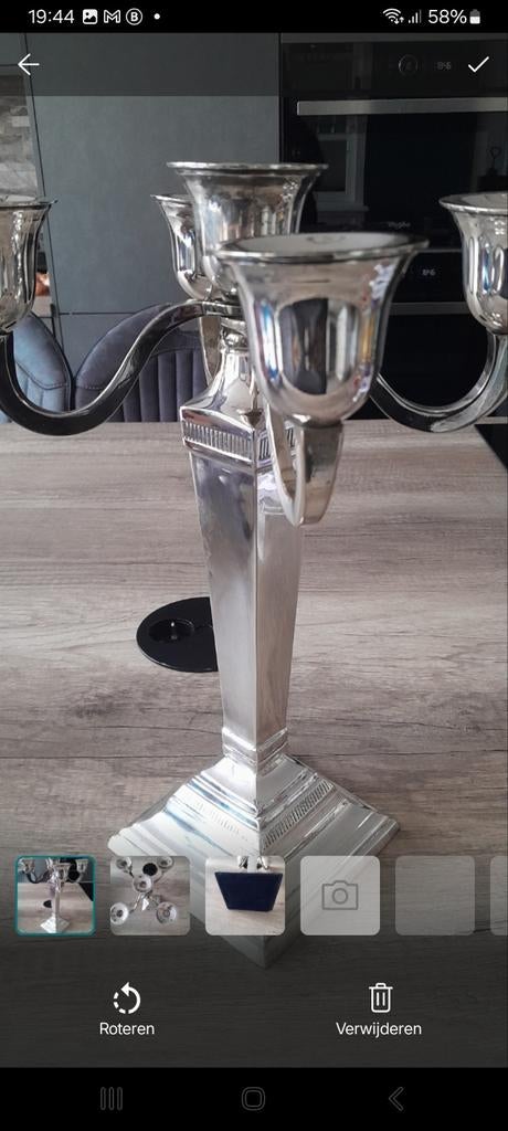 Kandelaar verzilverd, Ophalen of Verzenden, Minder dan 25 cm