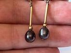 Gouden oorbellen met echte grijze parels 9 CT, Sieraden, Tassen en Uiterlijk, Oorbellen, Hangers, Verzenden, Zo goed als nieuw