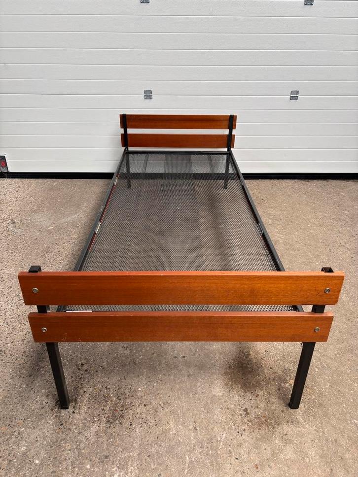 Vintage Dico eenpersoonsbed teakhout, Huis en Inrichting, Slaapkamer | Bedden, Gebruikt, Eenpersoons, 90 cm, 200 cm, Hout, Bruin