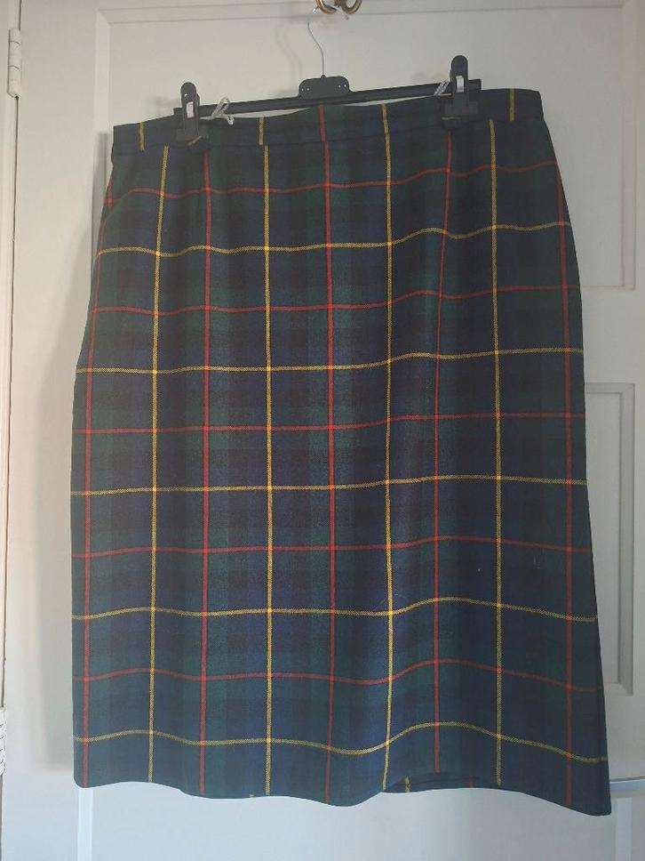 Vintage Rok Schotse Ruit Groen/Blauw Maat 50, Kleding | Dames, Rokken, Zo goed als nieuw, Maat 46/48 (XL) of groter, Zwart, Onder de knie
