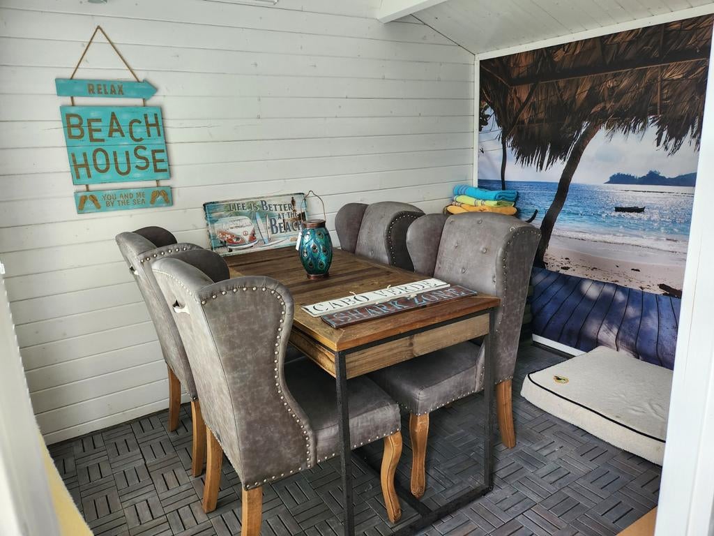 Riviera Maison eetkamerstoelen 4 stuks, Ophalen, Gebruikt, Leer, Vier