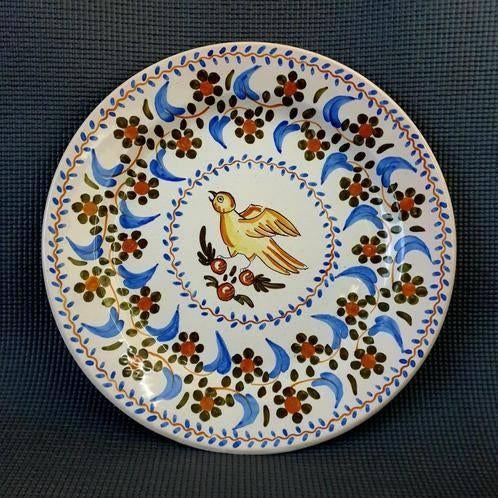 Vintage ca. 1950's Spaans handbeschilderd aardewerk wandbord, Ophalen of Verzenden