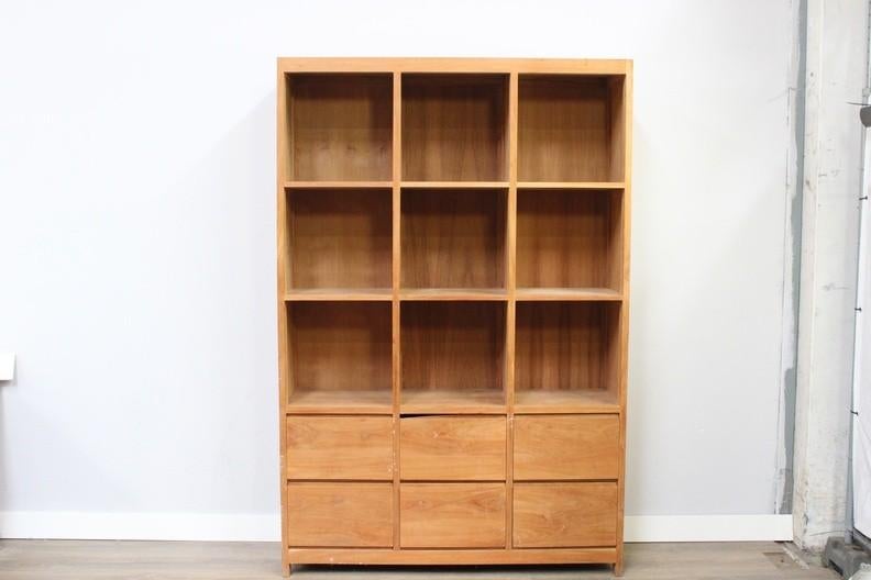 Teak Vakkenkast Wandkast, Huis en Inrichting, Kasten | Wandmeubels, Ophalen, Met plank(en), Gebruikt, 200 cm of meer