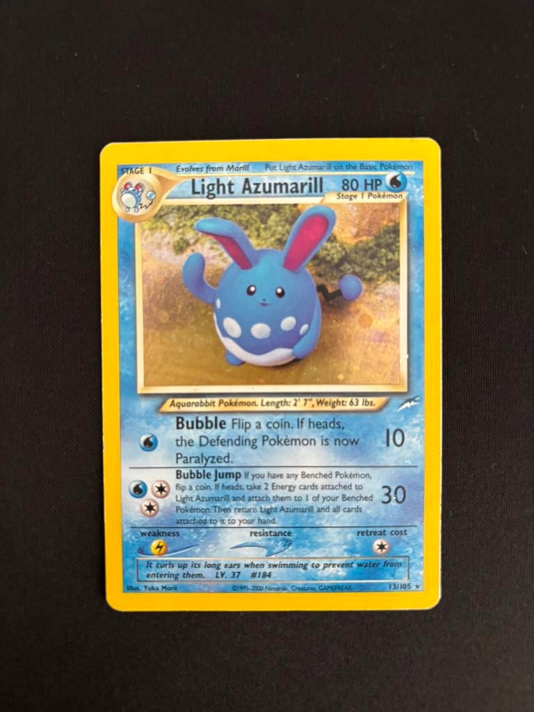 Pokémonkaart Light Azumarill 13/105 Neo Destiny, Ophalen of Verzenden, Gebruikt, Losse kaart