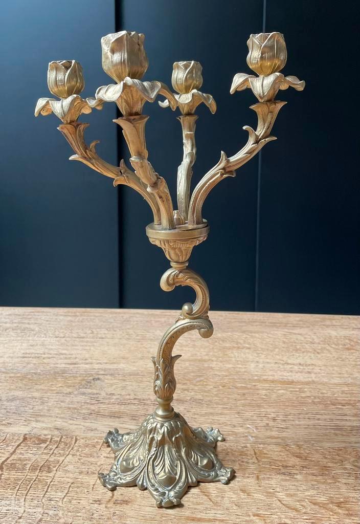 Vintage 4-armige Rococo stijl kandelaar – jaren 60/70, Antiek en Kunst, Antiek | Kandelaars, Ophalen of Verzenden