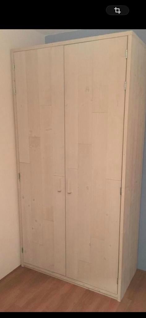 Steigerhouten bed en kast - White washed, Huis en Inrichting, Kasten | Kledingkasten, Ophalen, Gebruikt, 100 tot 150 cm, 200 cm of meer