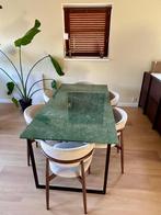 Groen marmeren eettafel 180x90cm incl. onderstel, Ophalen, Overige materialen, 50 tot 100 cm, Zo goed als nieuw