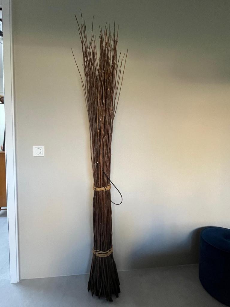 Takkenlamp op metalen standaard 190cm hoog, Ophalen, Zo goed als nieuw, Hout, 150 tot 200 cm