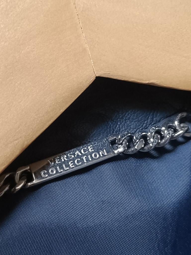 Versace Collection Leren Jas - Blauw, Blauw, Overige maten, Ophalen of Verzenden, Zo goed als nieuw