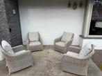 4 wicker tuinstoelen met kussens, Tuin en Terras, Tuinstoelen, Ophalen, Gebruikt, Wicker