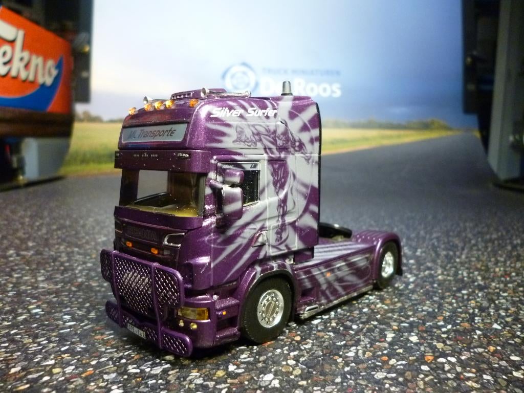 WSI Scania ML Silver surfer, Hobby en Vrije tijd, Modelauto's | 1:50, Zo goed als nieuw, Bus of Vrachtwagen, Wsi, Ophalen of Verzenden