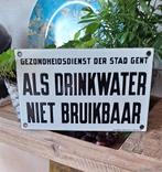 Antiek emaille tekstbord ALS DRINKWATER NIET BRUIKBAAR, Reclamebord, Gebruikt, ., Ophalen of Verzenden