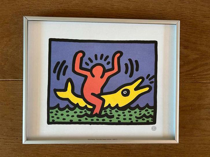 Keith Haring Lithografie - Figure with Dolphin - Artfolio, Antiek en Kunst, Kunst | Litho's en Zeefdrukken, Ophalen of Verzenden