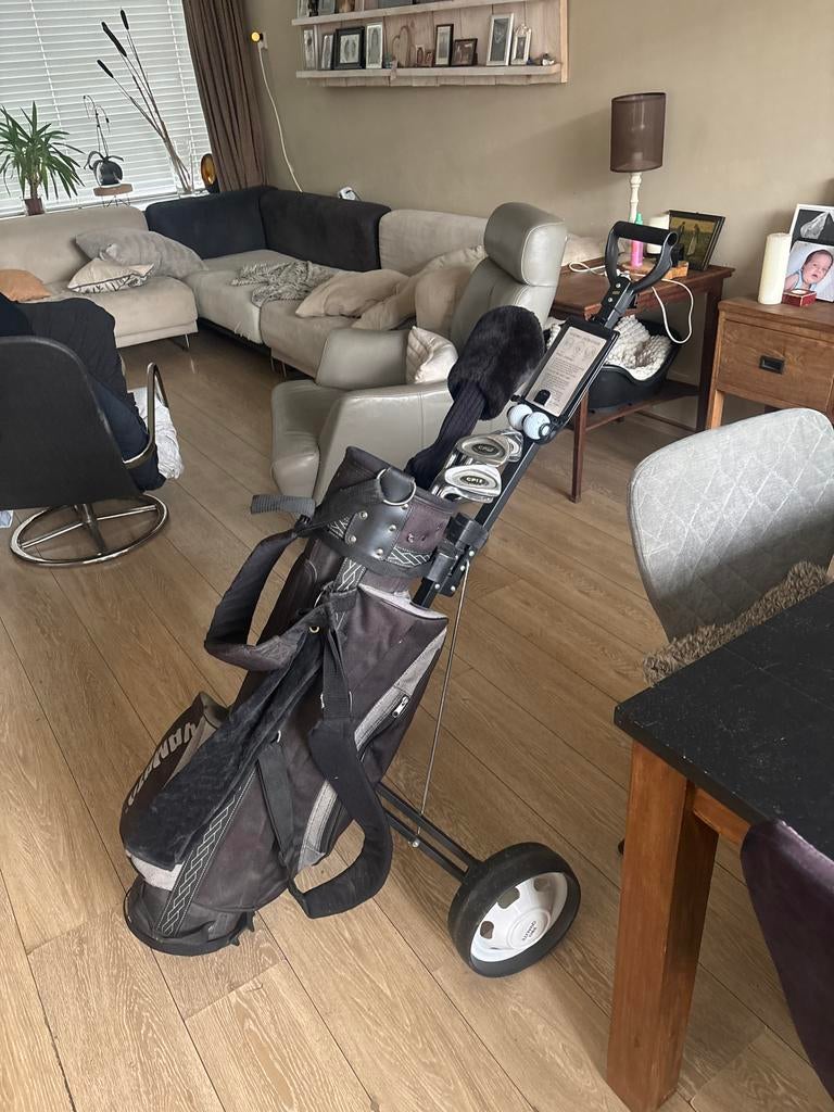 Yamato golfset voor linkshandige spelers met kar en ballen, Sport en Fitness, Golf, Ophalen, Gebruikt, Set, Overige merken