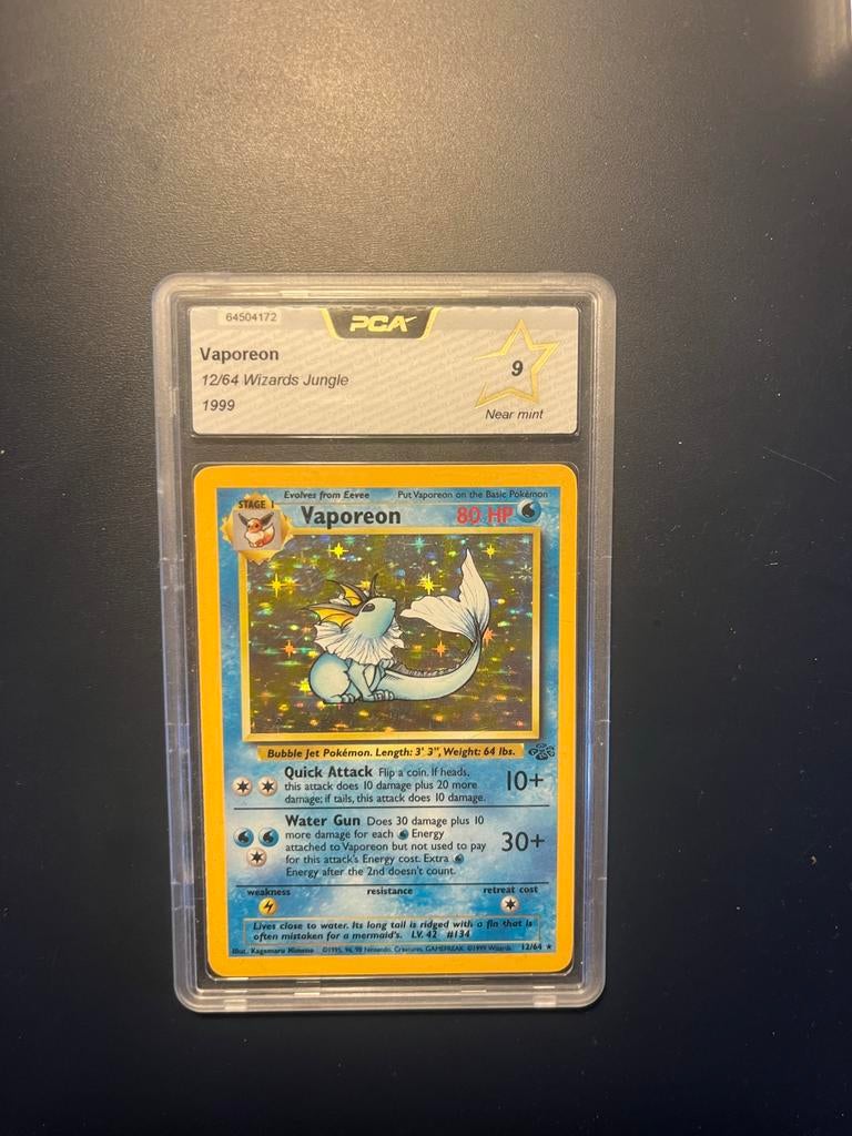 Vaporeon Jungle Set 12/64 Holo PCA 9 Pokémon Kaart, Ophalen of Verzenden, Zo goed als nieuw, Losse kaart, Foil