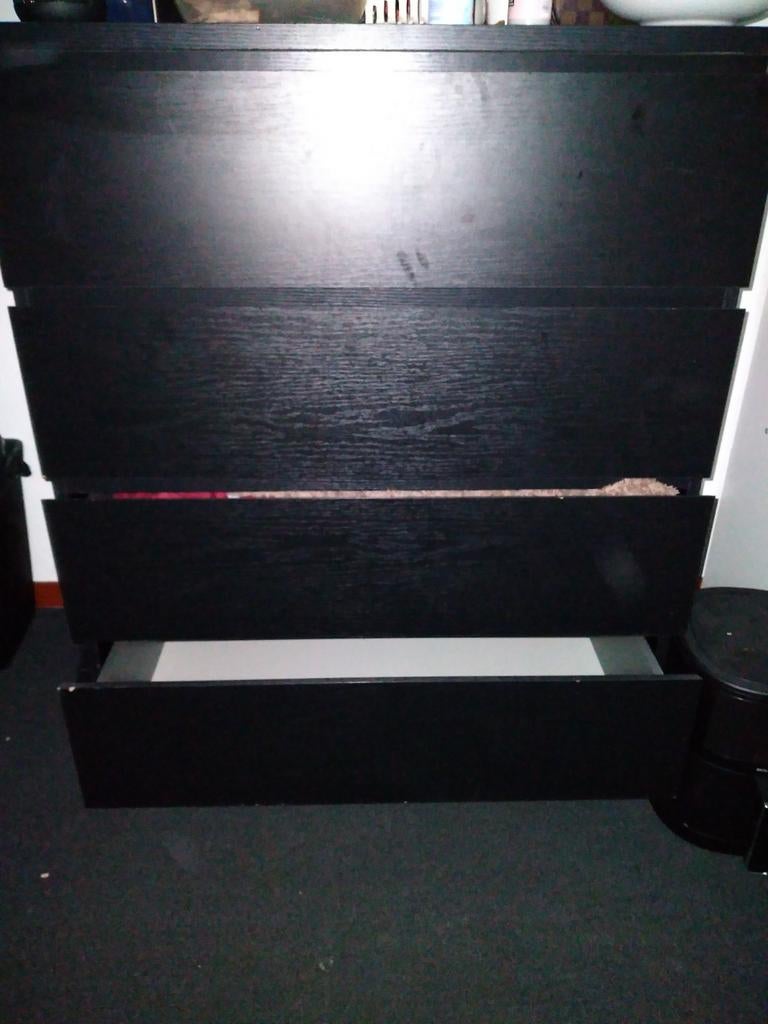 Zwarte ladekast met vier laden, Huis en Inrichting, Kasten | Ladekasten, Ophalen of Verzenden