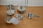 pannenset voor inductie koken  LEES TEKST!, Huis en Inrichting, Keuken | Potten en Pannen, Ophalen, Gebruikt, Inductieplaat, Pannenset