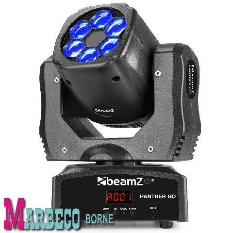 Moving Head LED Spot Panther 80, Rotating lenses, Afst, DMX, Geluidgestuurd, Nieuw, Info@marbeco.nl, BeamZ