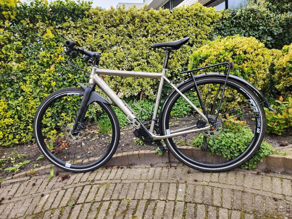 Van Nicholas Rowtag titanium gravelbike S flatbar én racestu, Ophalen, Gebruikt, Overige merken