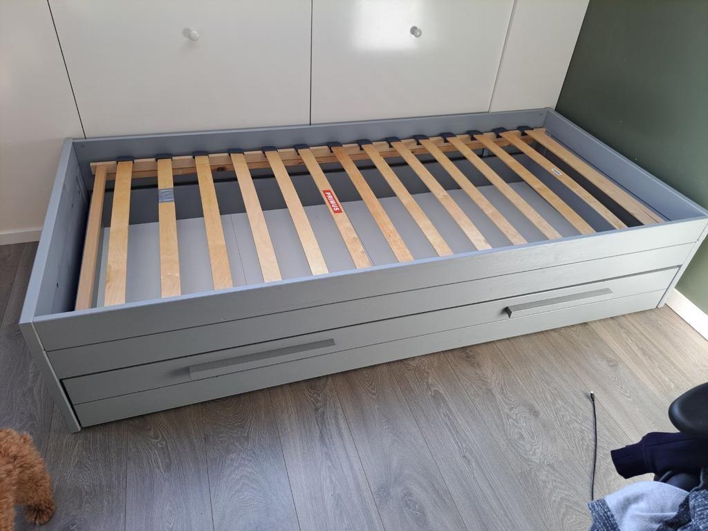 Eenpersoonsbed 90x200cm met grote lade, Ophalen, Gebruikt, 90 cm, Eenpersoons